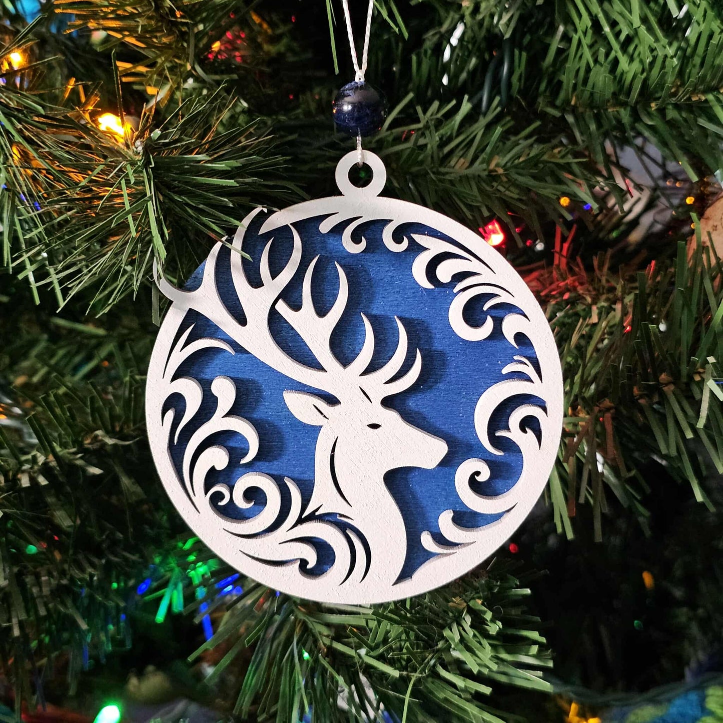 Rustic Layered Deer Christmas Ornament