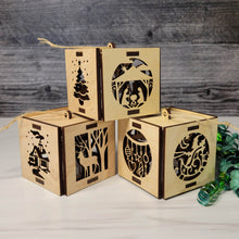Load image into Gallery viewer, Wooden Lantern Ornament | Christmas Tea Light Gift | Personalized Block Keepsake | Custom Bauble | Corporate Gift Idea