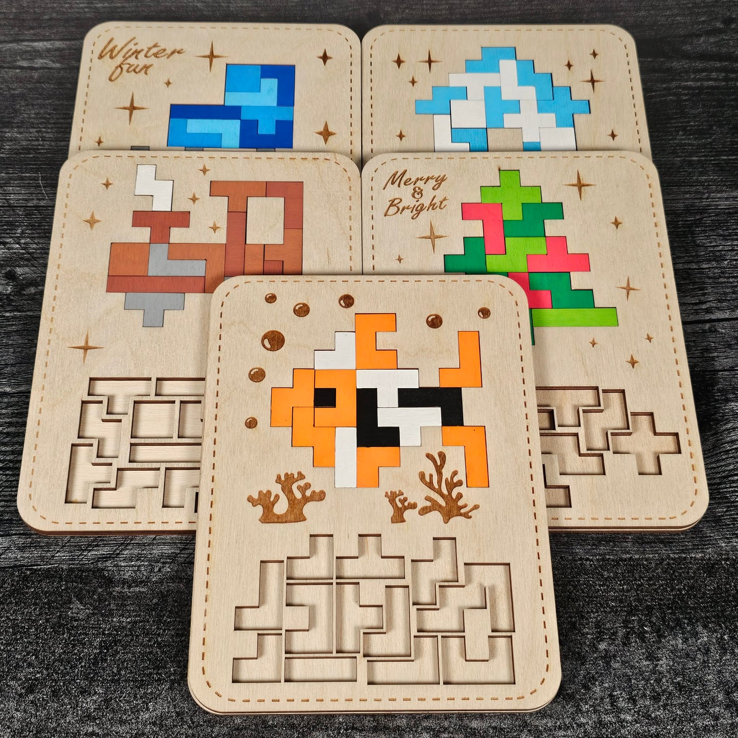 Mosaic Tetris-Style Puzzles | Christmas Themed Toy