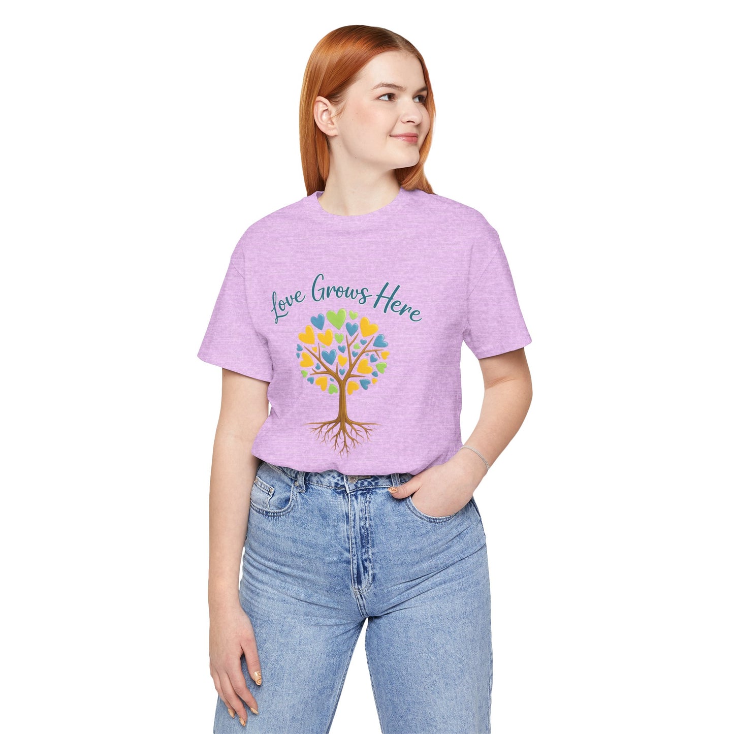 Love Grows Here T-Shirt — Heart Tree Graphic Tee