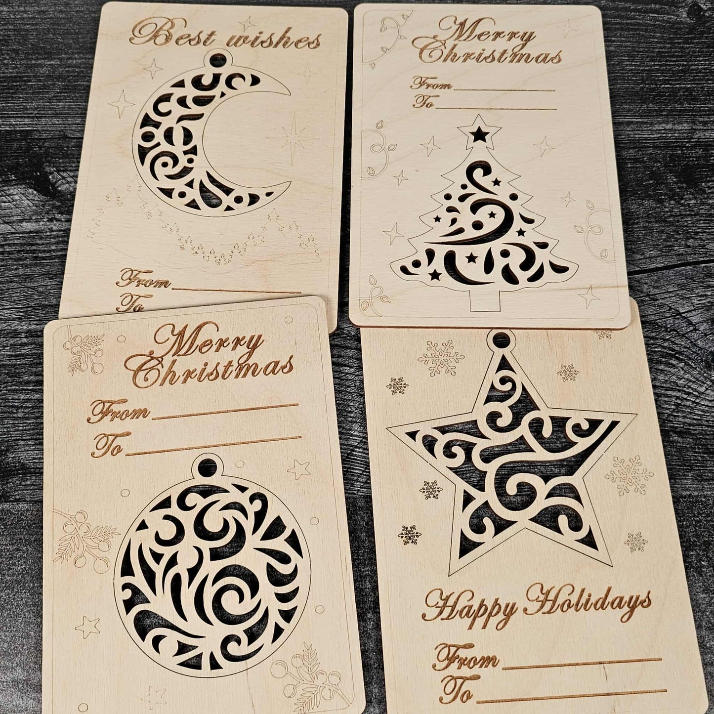 Pop-Out Wooden Christmas Ornament Cards