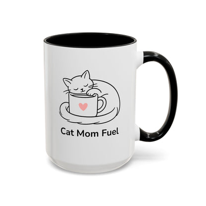 Cat Mom Fuel Mug | Cat Paw Prints Accent Coffee Mug