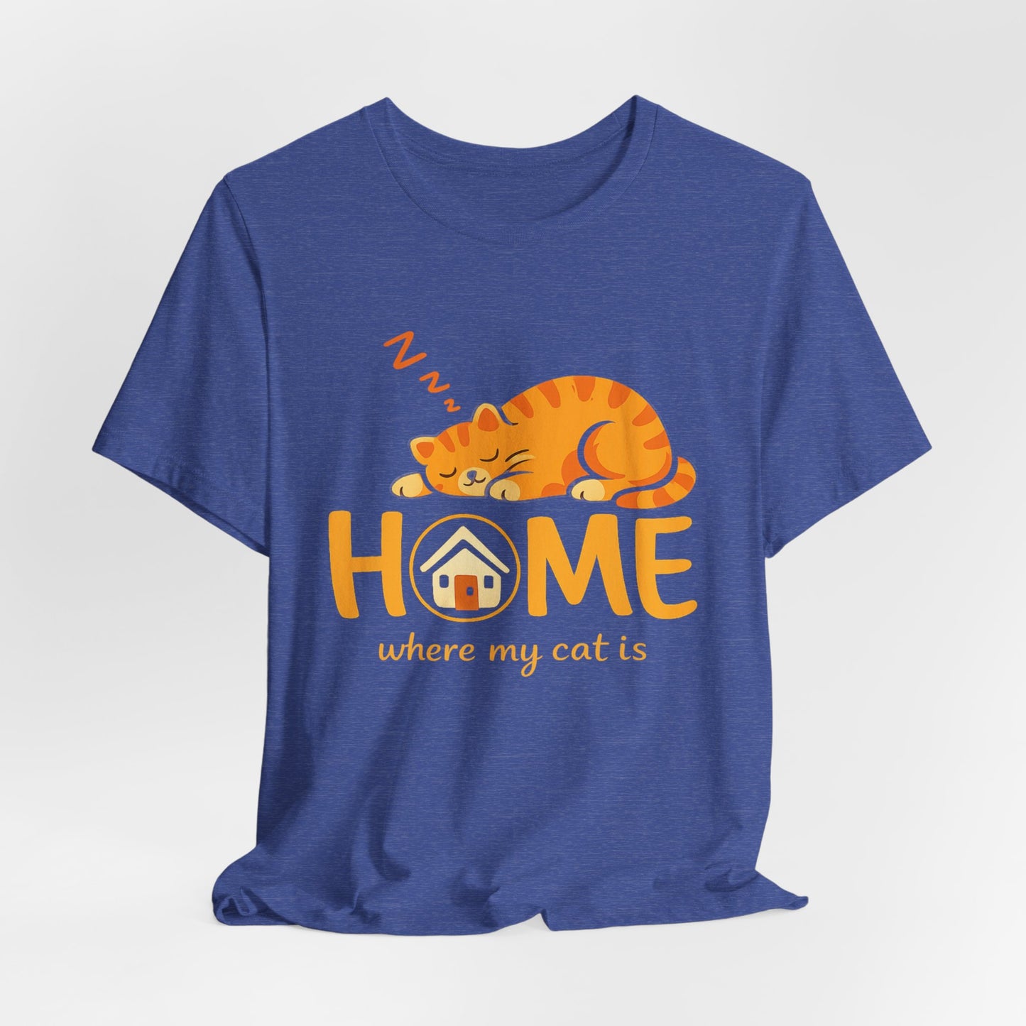 Cat Home T-Shirt — "Home Where My Cat Is" Cute Sleeping Cat Tee