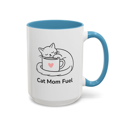 Cat Mom Fuel Mug | Cat Paw Prints Accent Coffee Mug