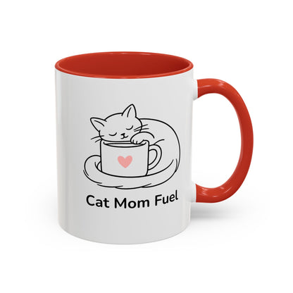 Cat Mom Fuel Mug | Cat Paw Prints Accent Coffee Mug