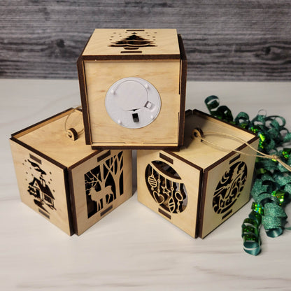 Wooden Lantern Ornament | Christmas Tea Light Gift | Personalized Block Keepsake | Custom Bauble | Corporate Gift Idea