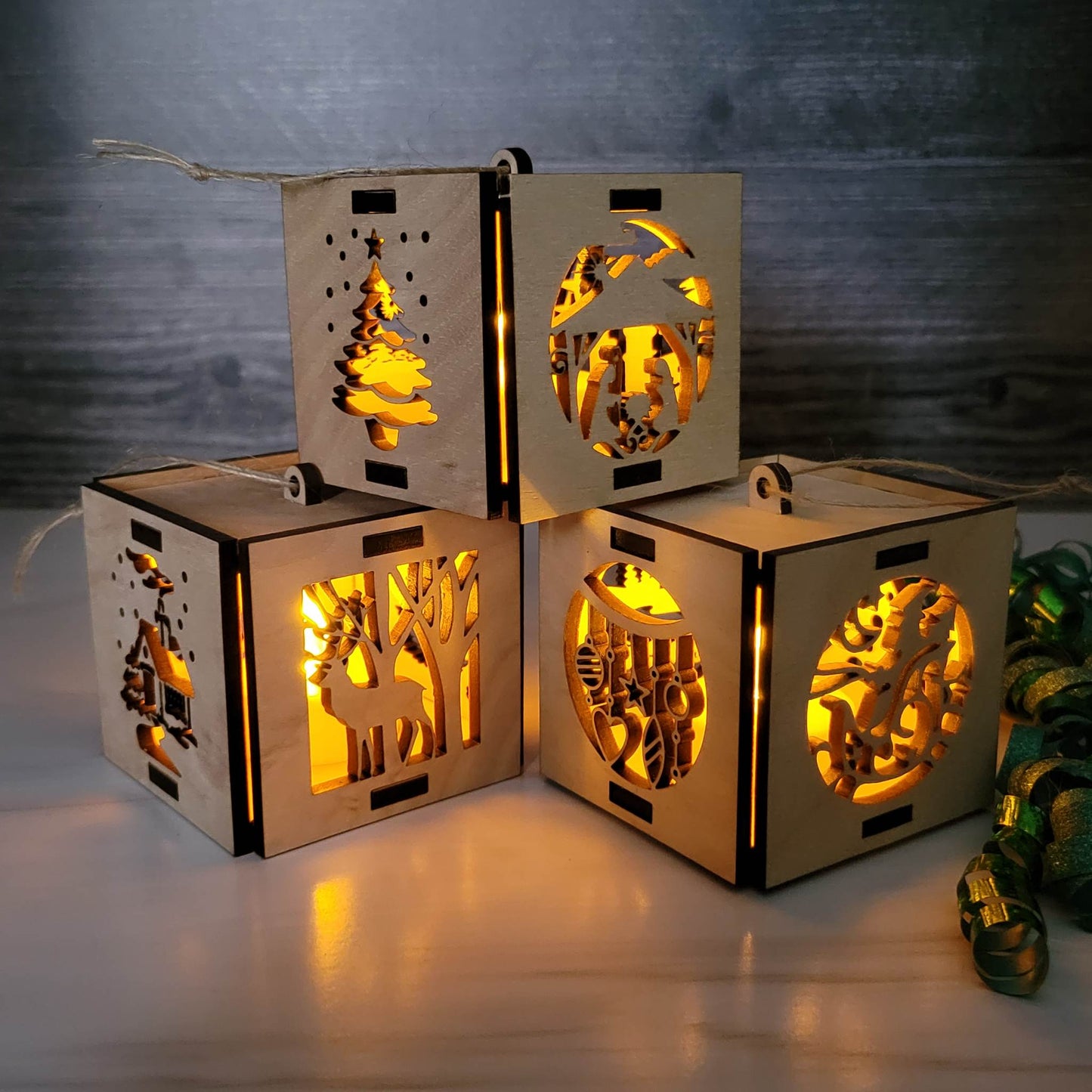 Wooden Lantern Ornament | Christmas Tea Light Gift | Personalized Block Keepsake | Custom Bauble | Corporate Gift Idea