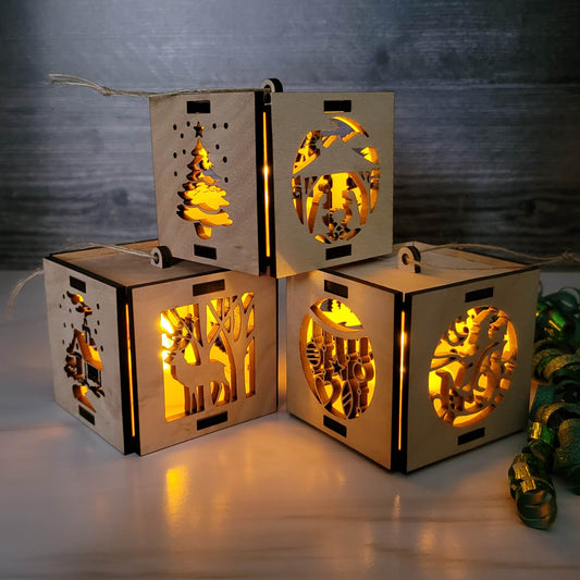 Wooden Lantern Ornament | Christmas Tea Light Gift | Personalized Block Keepsake | Custom Bauble | Corporate Gift Idea