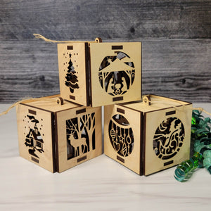 Wooden Lantern Ornament | Christmas Tea Light Gift | Personalized Block Keepsake | Custom Bauble | Corporate Gift Idea