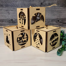 Load image into Gallery viewer, Wooden Lantern Ornament | Christmas Tea Light Gift | Personalized Block Keepsake | Custom Bauble | Corporate Gift Idea
