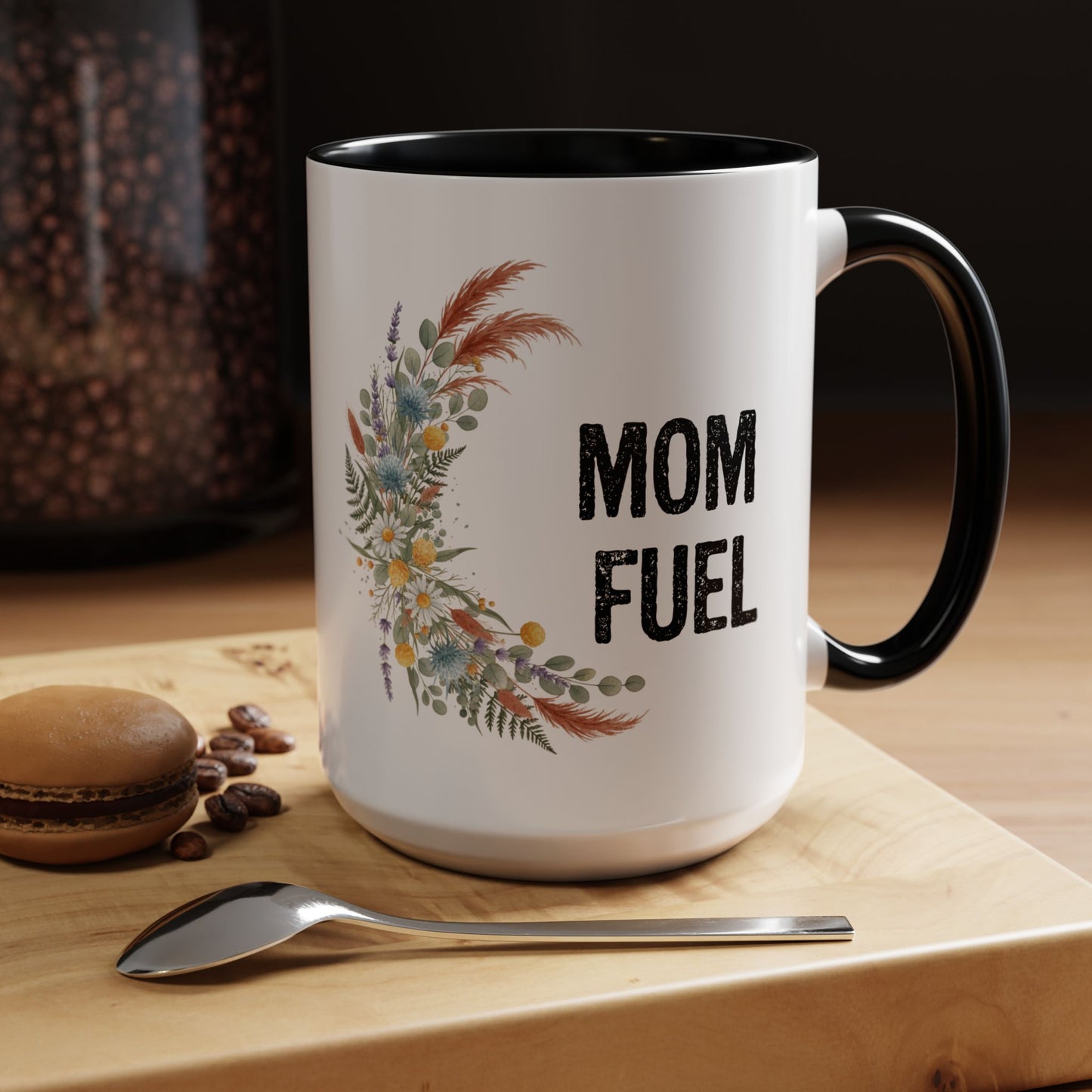 Mom Fuel Accent Coffee Mug — Floral 11/15oz