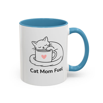 Cat Mom Fuel Mug | Cat Paw Prints Accent Coffee Mug