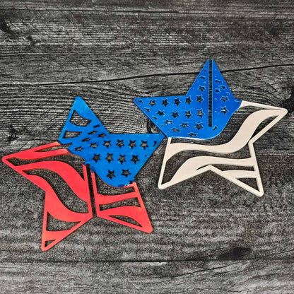 Red White & Blue Shelf Sitters | Waving American Flag | Patriotic Decor