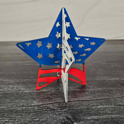 Red White & Blue Shelf Sitters | Waving American Flag | Patriotic Decor