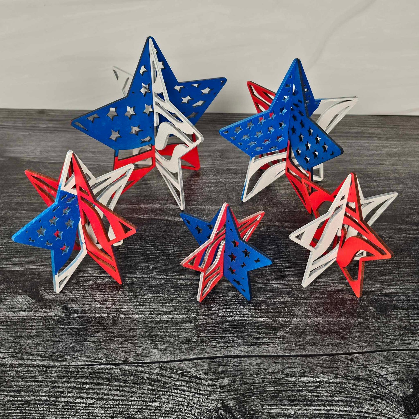 Red White & Blue Shelf Sitters | Waving American Flag | Patriotic Decor