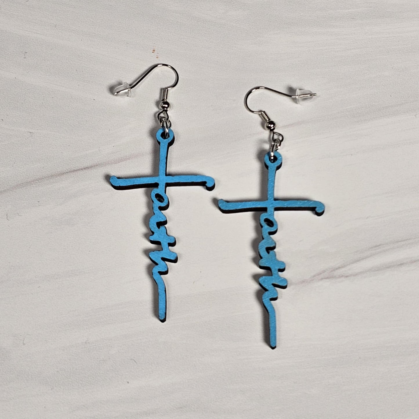 Wooden Cross Faith Earrings