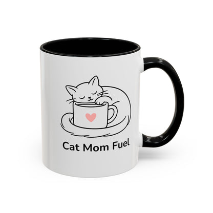 Cat Mom Fuel Mug | Cat Paw Prints Accent Coffee Mug