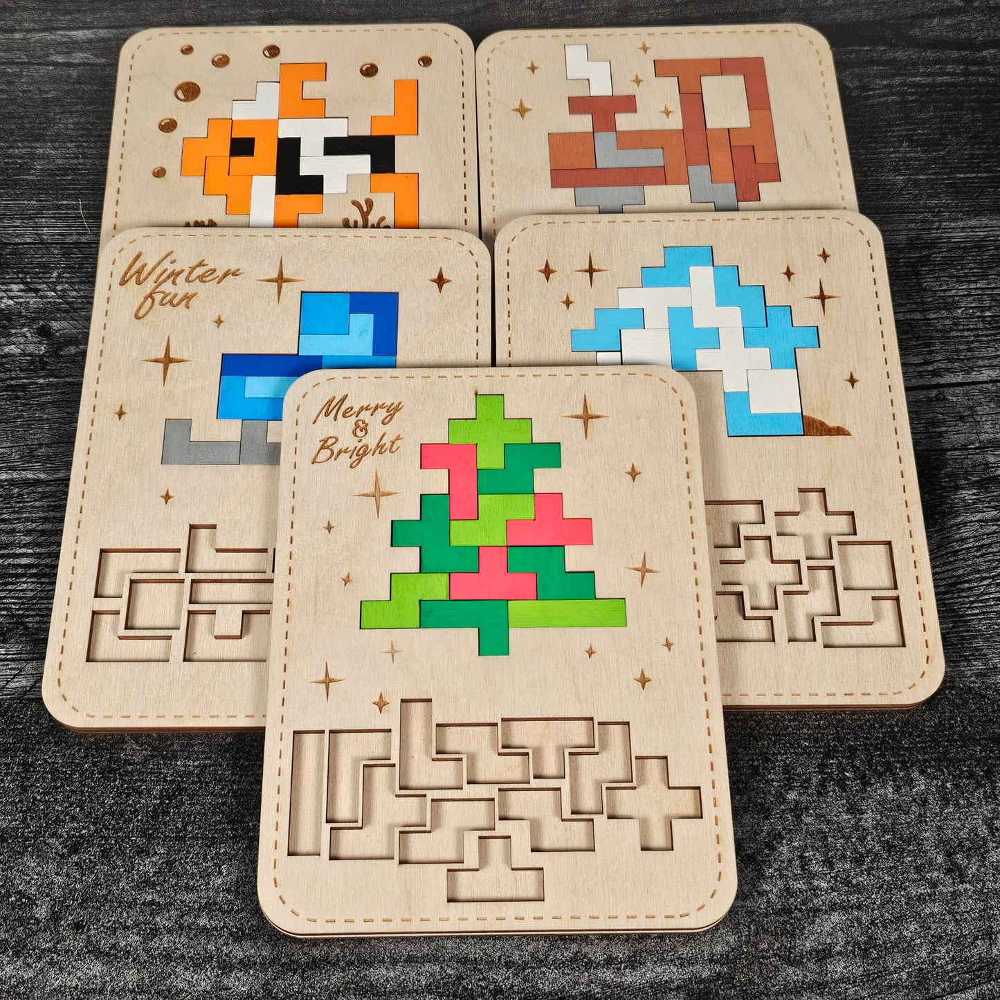 Mosaic Tetris-Style Puzzles | Christmas Themed Toy