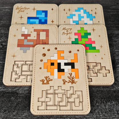 Mosaic Tetris-Style Puzzles | Christmas Themed Toy