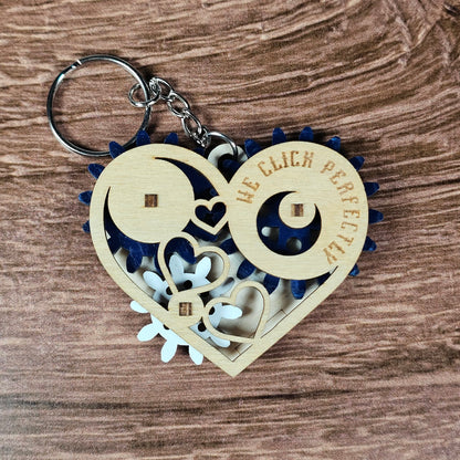 Wooden Heart Gear Keychain | Fidget Spinner
