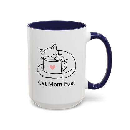 Cat Mom Fuel Mug | Cat Paw Prints Accent Coffee Mug