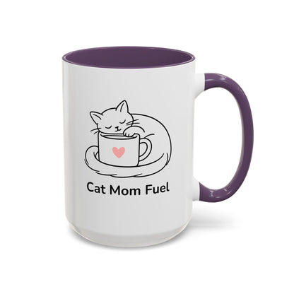 Cat Mom Fuel Mug | Cat Paw Prints Accent Coffee Mug