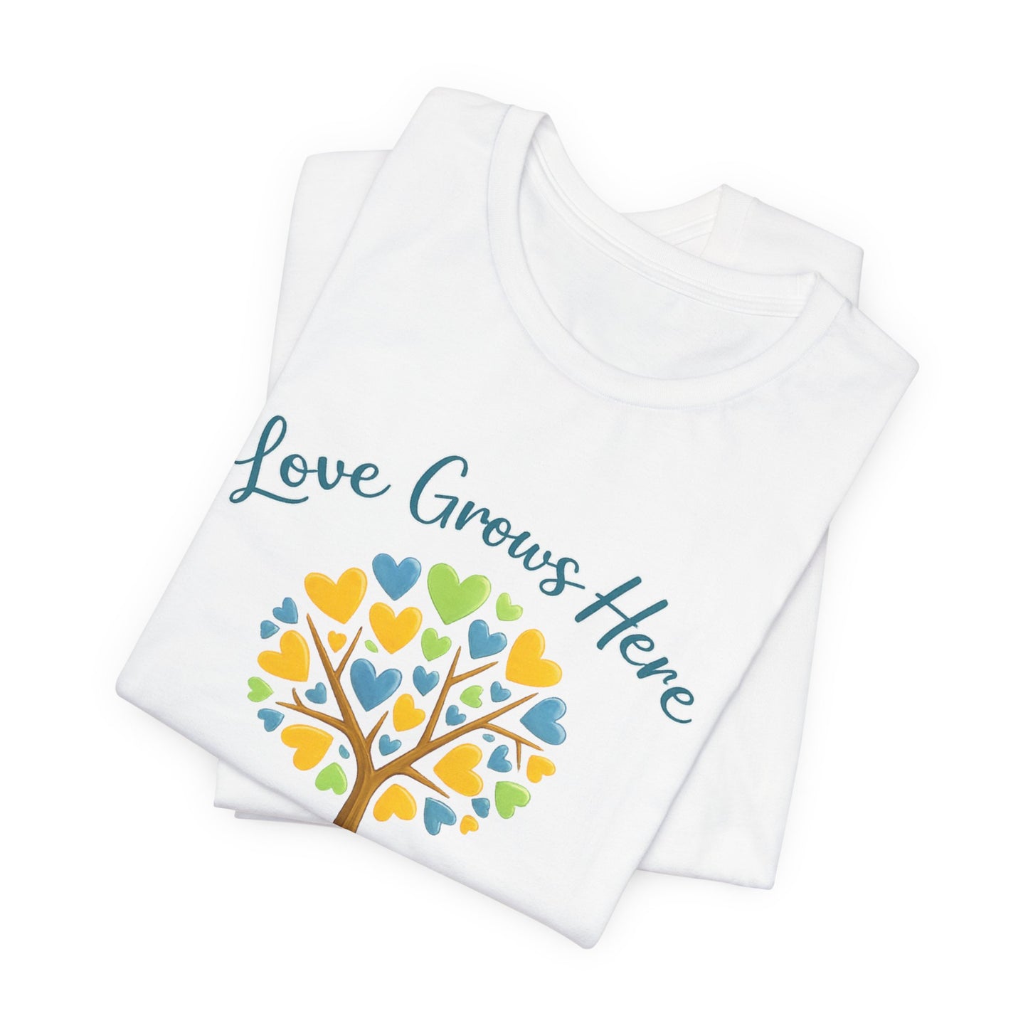 Love Grows Here T-Shirt — Heart Tree Graphic Tee