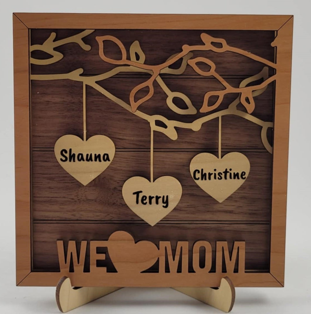 Hanging Hearts Family Sign