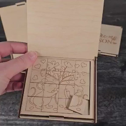 Valentine’s Day Wooden Puzzle | Unfinished DIY Coloring Activity