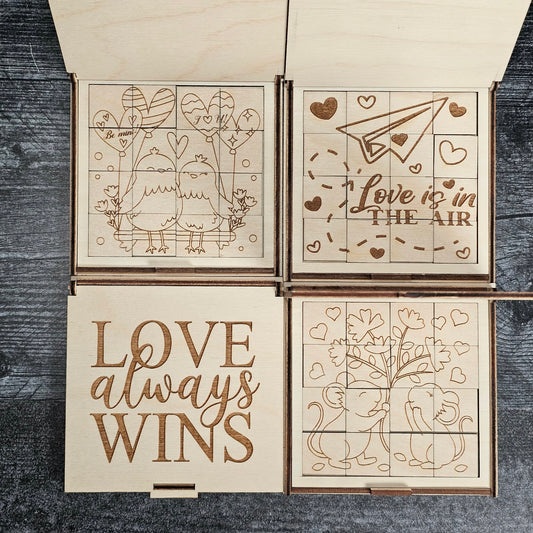 Valentine’s Day Wooden Puzzle | Unfinished DIY Coloring Activity