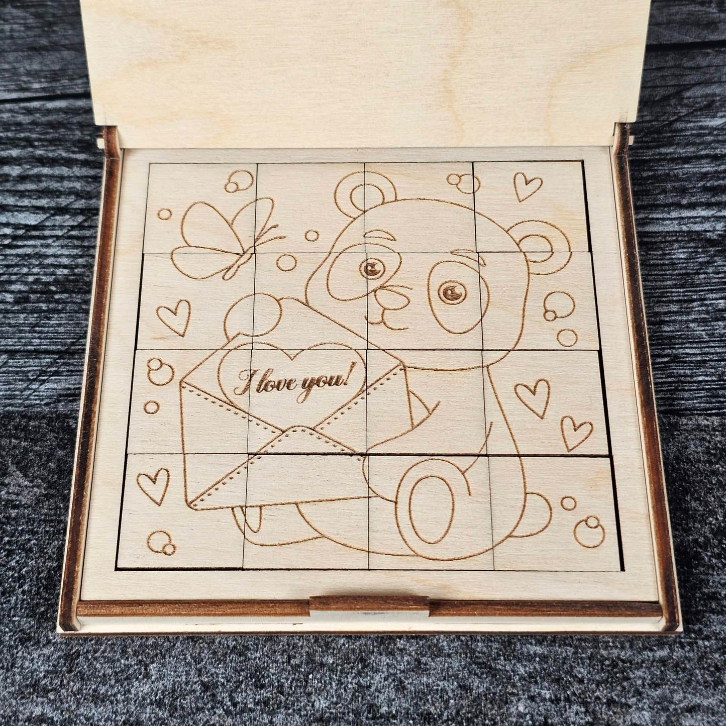Valentine’s Day Wooden Puzzle | Unfinished DIY Coloring Activity