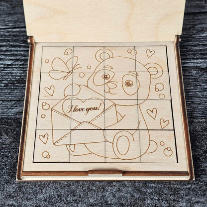 Valentine’s Day Wooden Puzzle | Unfinished DIY Coloring Activity