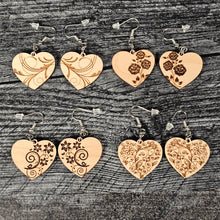 Load image into Gallery viewer, Heart Earrings for Valentine's Day, Wooden