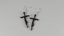 Load image into Gallery viewer, Wooden Cross Faith Earrings
