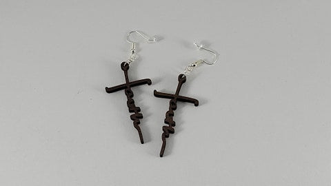 Wooden Cross Faith Earrings