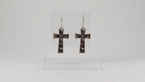 Stained Glass Cross Earrings