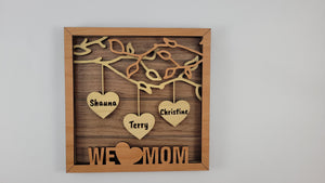Hanging Hearts Family Sign