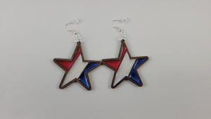 Red White and Blue Striped Star Earrings