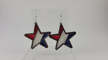 Load image into Gallery viewer, Red White and Blue Striped Star Earrings