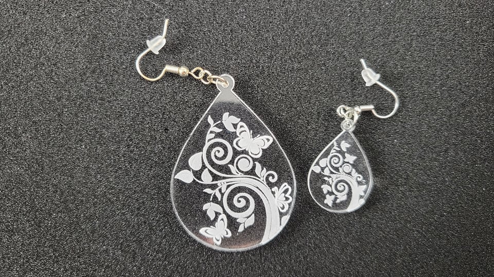 Clear Butterfly Teardrop Earrings