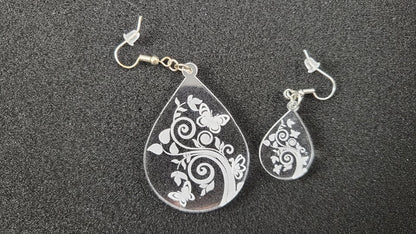 Clear Butterfly Teardrop Earrings