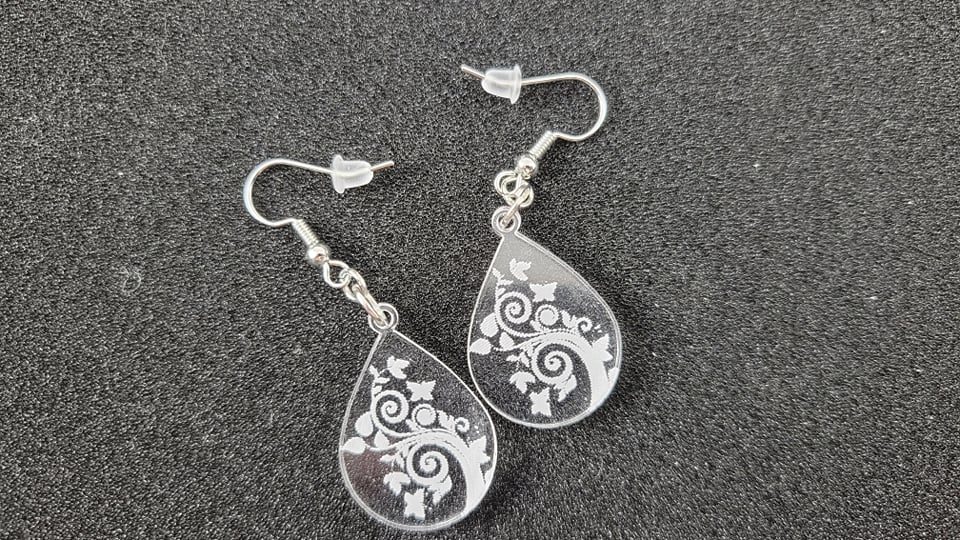 Clear Butterfly Teardrop Earrings