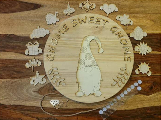 DIY Plaid Gnome Sign with Interchangeable Accessories