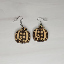 Load image into Gallery viewer, Plaid Pumpkin with a Heart Earrings