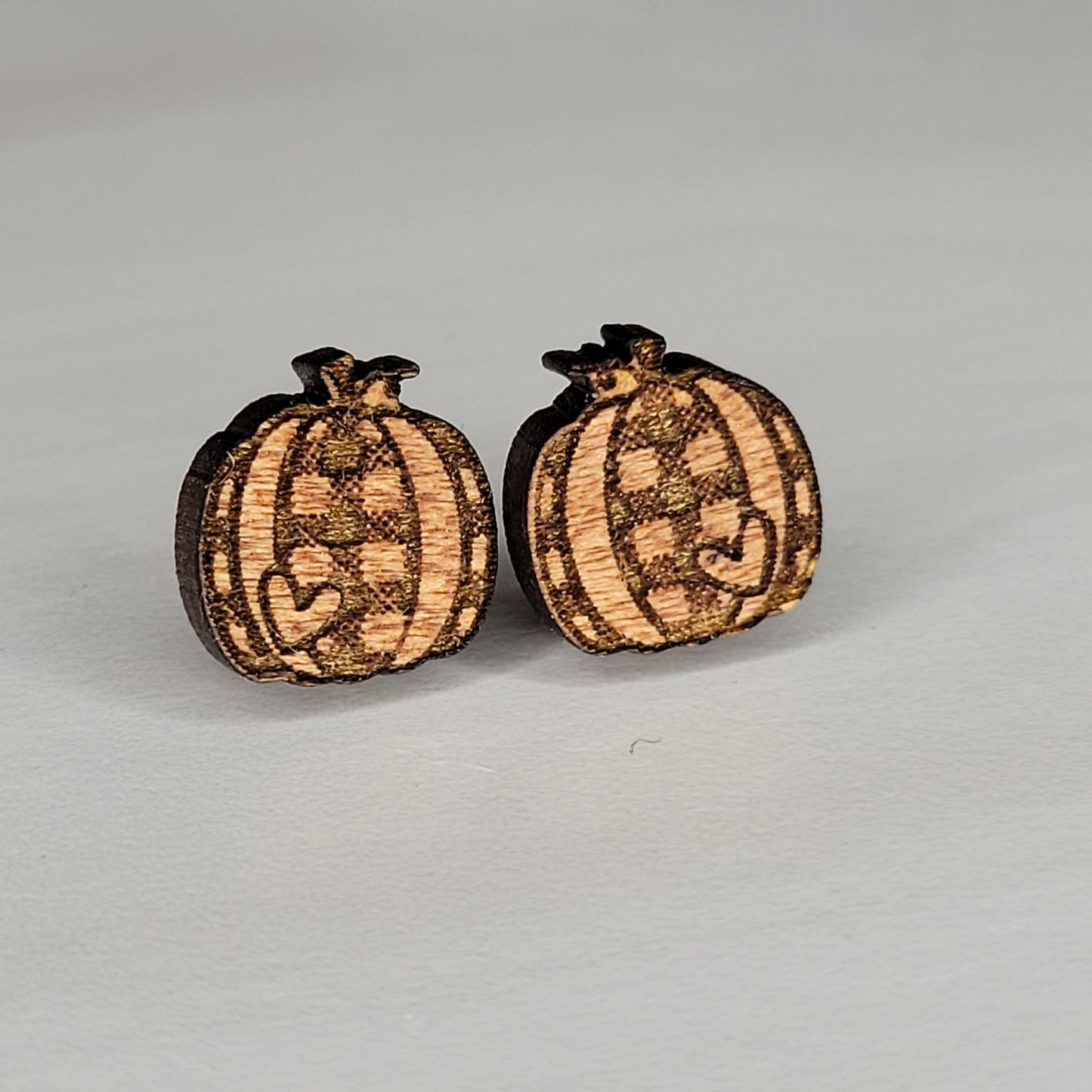 Fall Earring Stud Trio - Plaid Pumpkin, Pumpkin Spice Latte, Maple Leaf