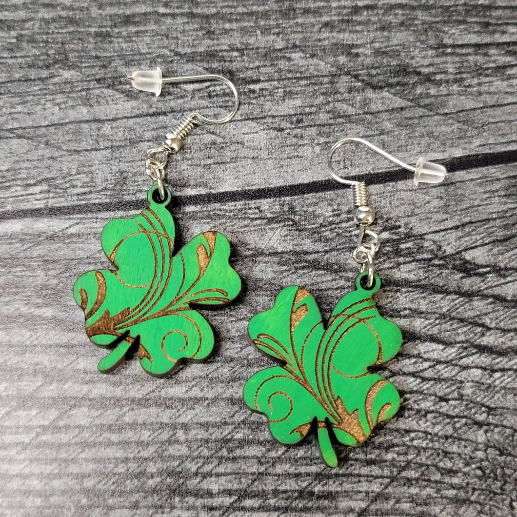 Swirly Shamrocks/Four Leaf Clovers for St. Patrick's Day Earrings