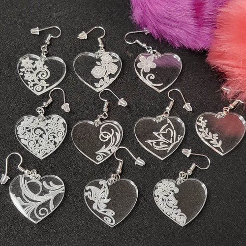 Heart Earrings for Valentine's Day, Acrylic